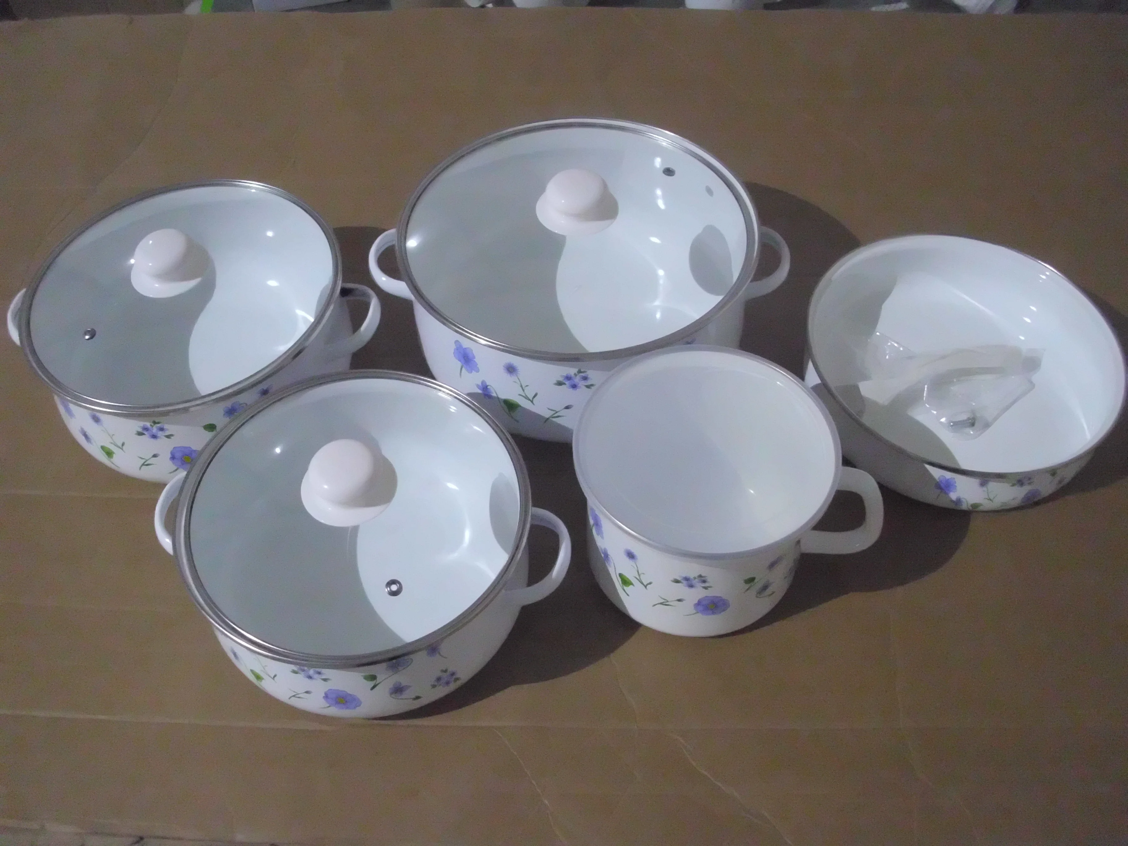 Mexico Enamel Casserole Sets 22/24/26cm pot 24cm frypan 16cm cup AVON Ollas de Peltre Enamel Cookware Enamel hetera sweet cottag