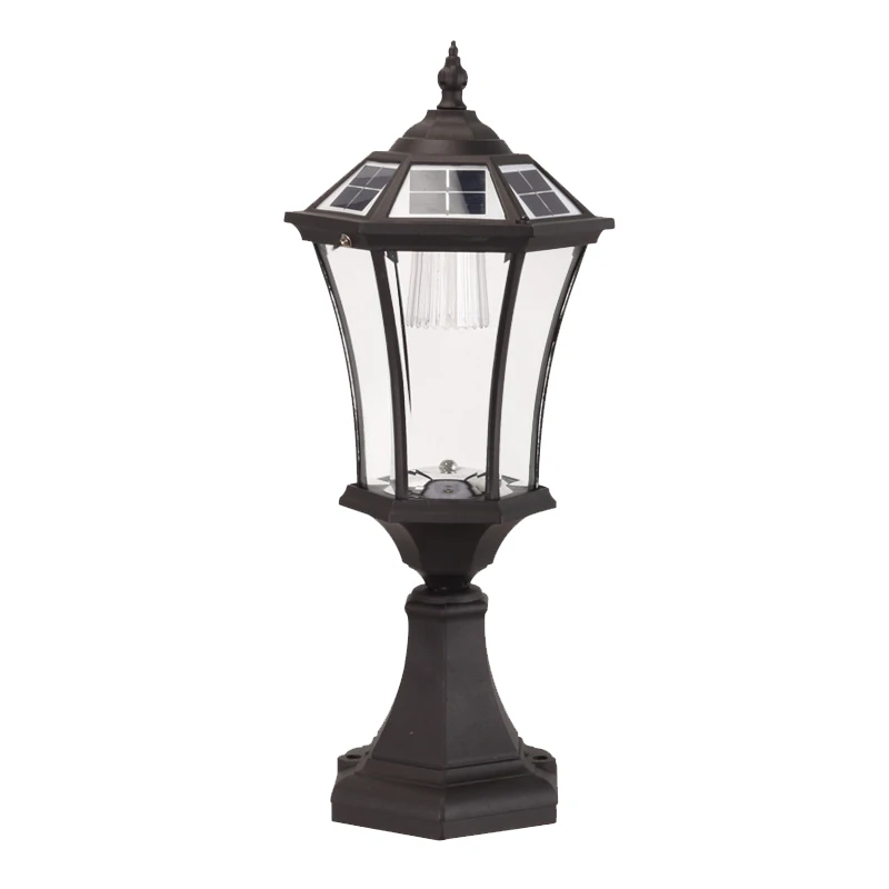 Outdoor Garden Solar LED Post Deck Square Fence Light Wall Solar Panel Lights Glass Lamp Exterior Pillar Lights