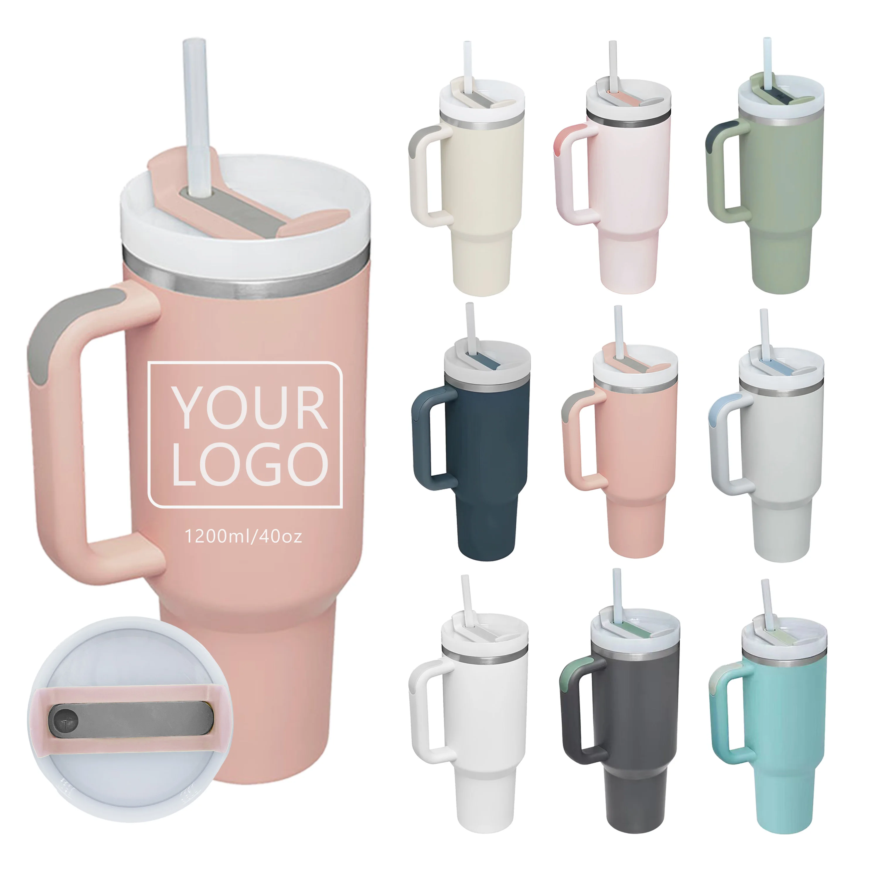 Hot Sale 2024 Thermal Travel Mug With Logo Stainless Steel Insulated Custom Coffee Mugs 40oz Tumblers with Handle