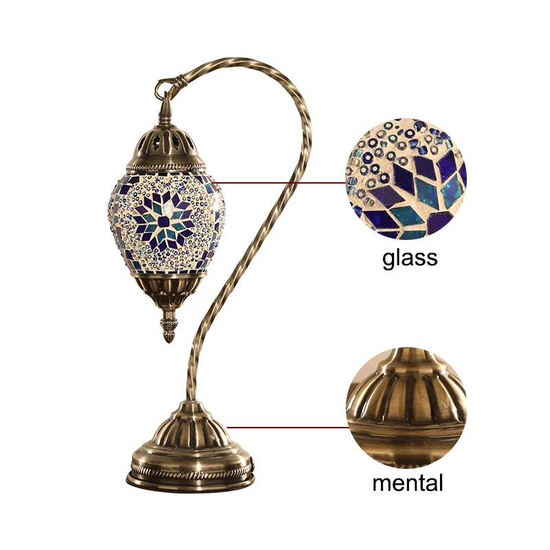 Turkish Lamp Stained Glass Art Mosaic Lamp Retro Hotel Table Arabic Night Lights