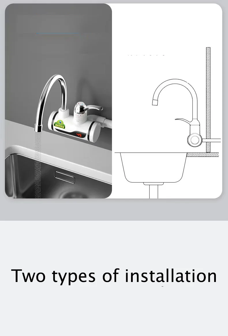 Kitchen Electric Hot Water Heating Faucet Instant Hot Water Faucet with LED   Heater Kitchen Tap
