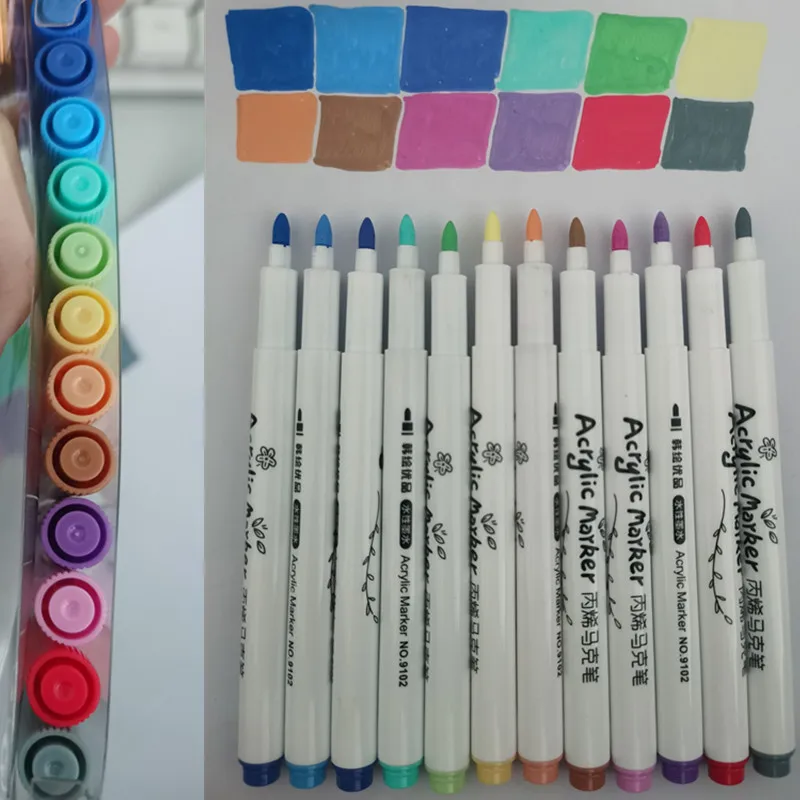 Cheap Paint Marker 12 Colors Waterbased Acrylic Paint Markers Set Rock painting Waterproof Non-toxic Art Markers Pen