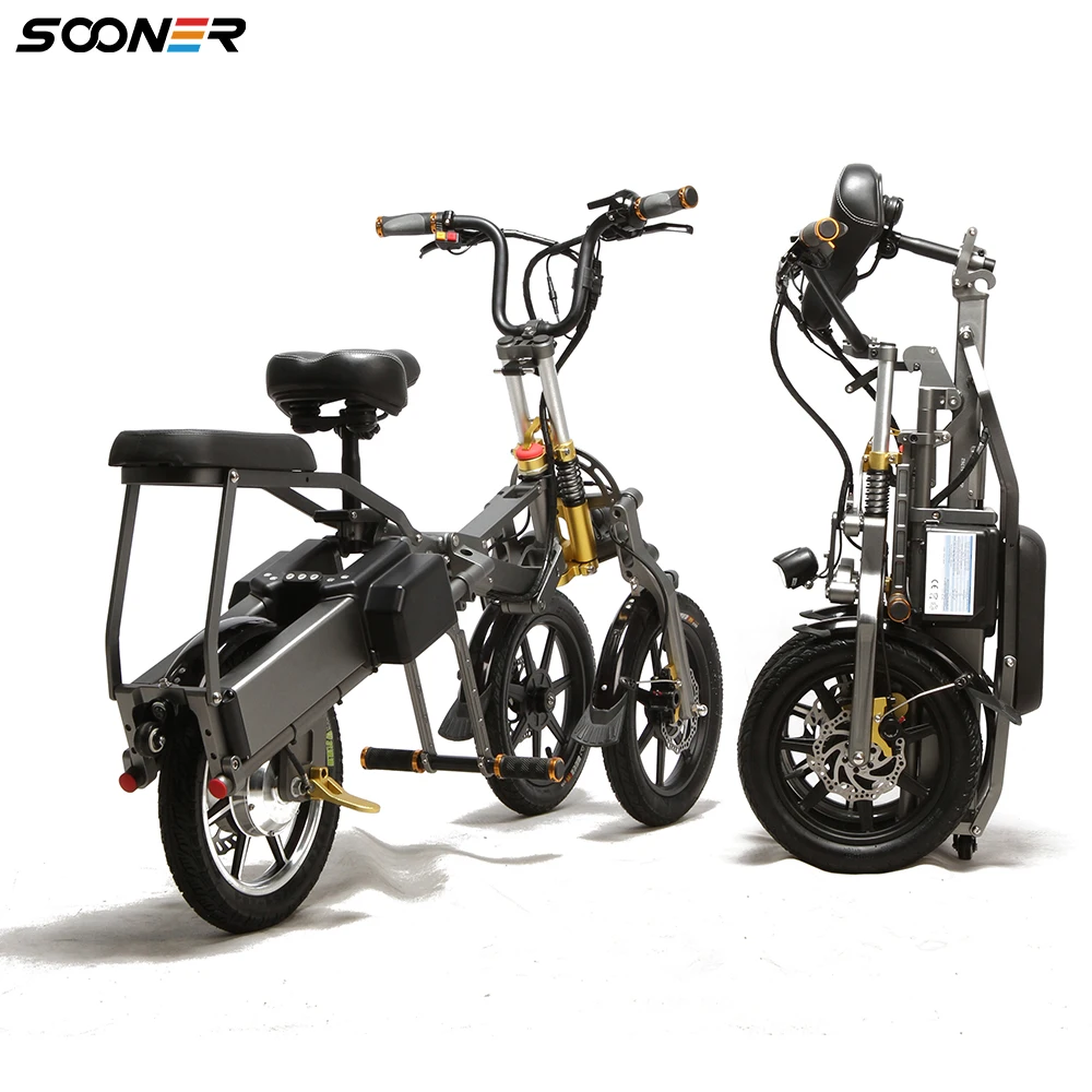 UK USA Popular 14' tricycle reverse 3 wheel 48V adult trotinette electrique electric motorcycle scooter