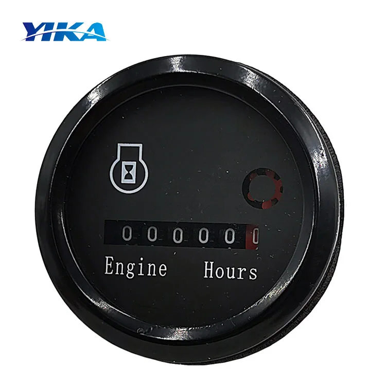 Mechanical Round Hourmeter AC/DC 10V-80V 2 Inch Hour Meter For Boat Snowmobile Lawn Mower Tractor Vehicle Truck Ship