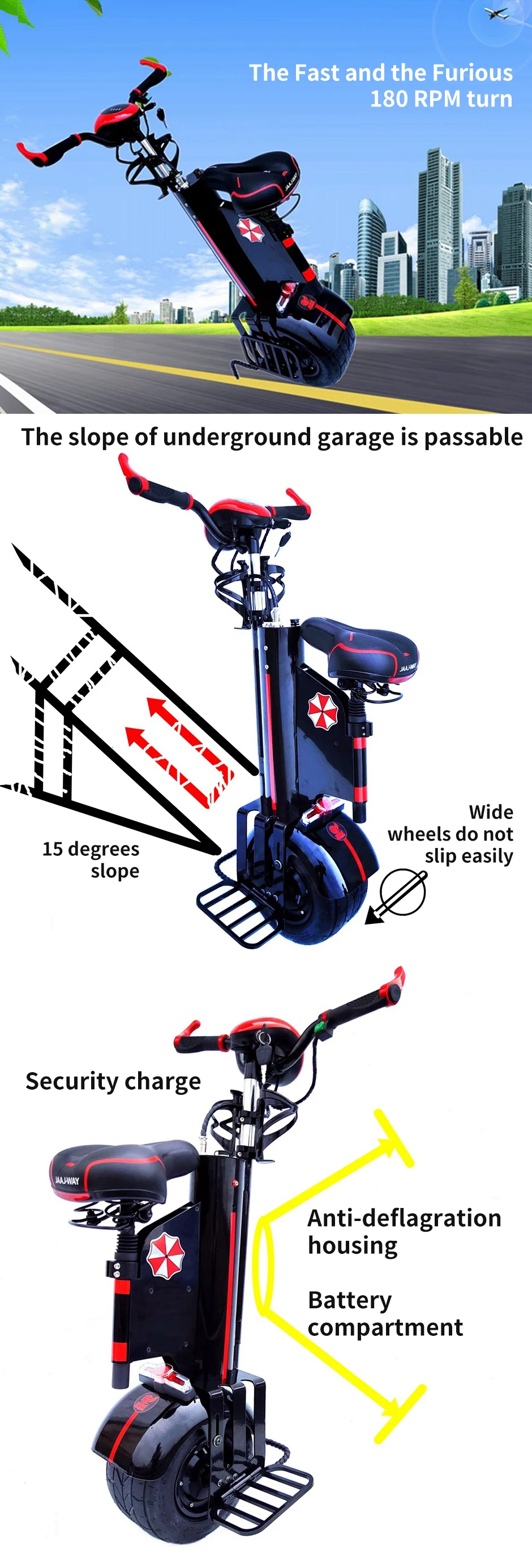 Unicycle bicycle one wheel bike for kids adults hot sales with safety protection kit self-balancing electric scooter unicycle