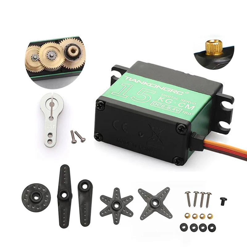 Водонепроницаемый высокий крутящий момент 15 кг высокоскоростной цифровой редуктор из нержавеющей стали металлический сервопривод для роботизированной 1/8 1/10 Радиоуправляемый автомобиль самолет робот