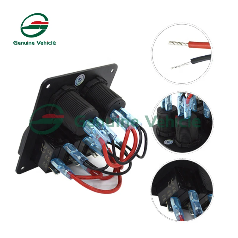 Aluminum Panel 3 Gang Rocker Switch With Voltmeter USB Socket For RV Caravan Boat Accessories Universal