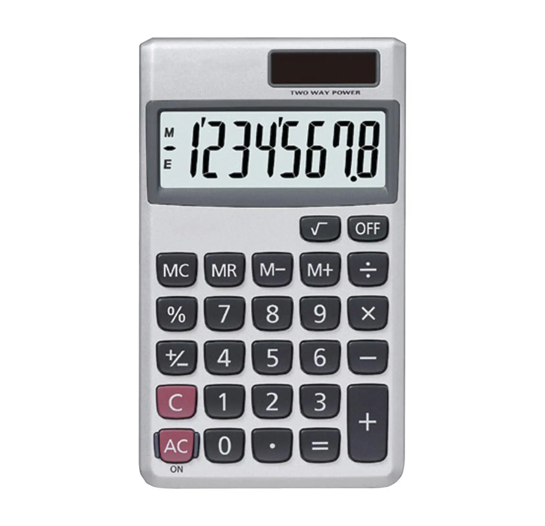 Quality Solar Dual Power Tilt 8-Digit Standard Function Basic Calculator with Big Numbers