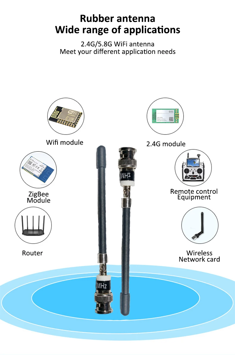 2.4g 5.8g Dual Band Wireless Wifi Antenna Black Bend Whip Rubber Antenna