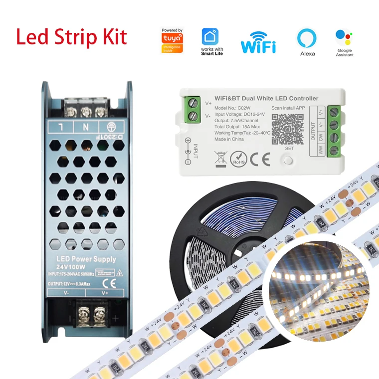 Профессиональный rgb двойной белый 24 В 2835smd zigbee wifi 2 4G tuya приложение Светодиодная лента для умного ландшафтного освещения