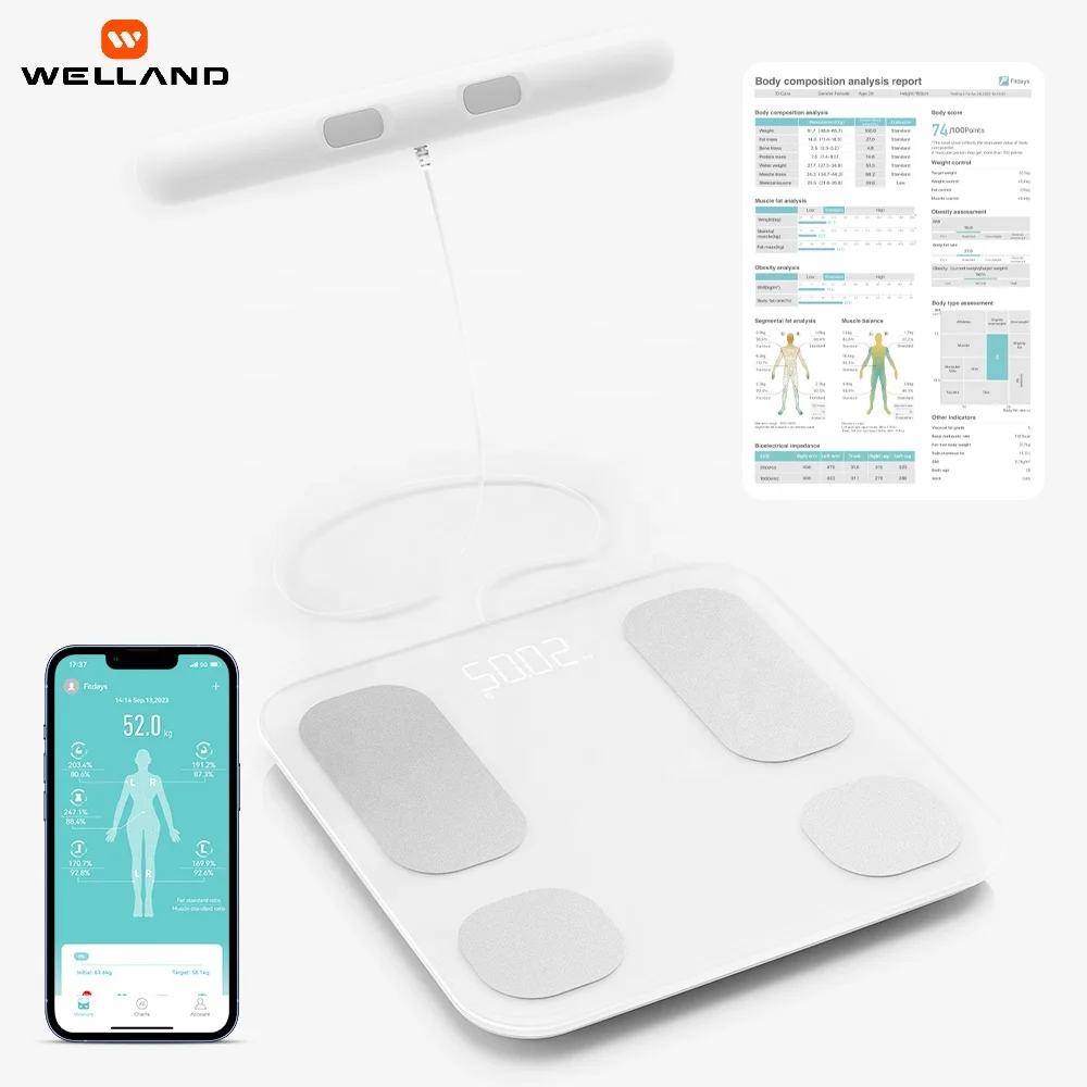 Welland умный электронный жировых отложений частичный массаж тела вибратор машина для мышц с ручкой Бар весы