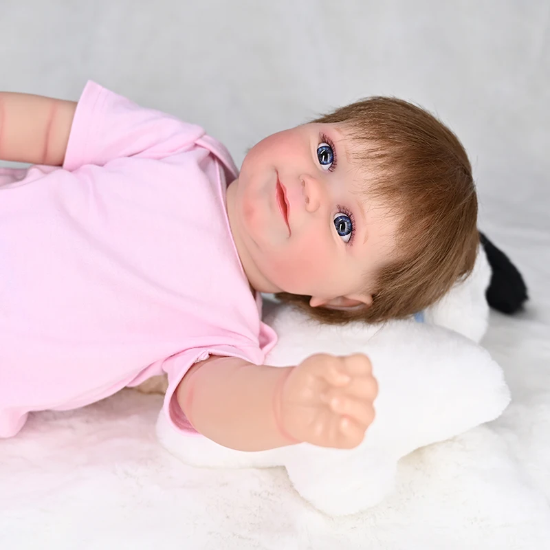 18inch Full Body Vinyl Reborn Baby Doll Meadow Newborn Baby Size Handmade Hand-root Hair 3D Painted Visible Veins Real Pictures