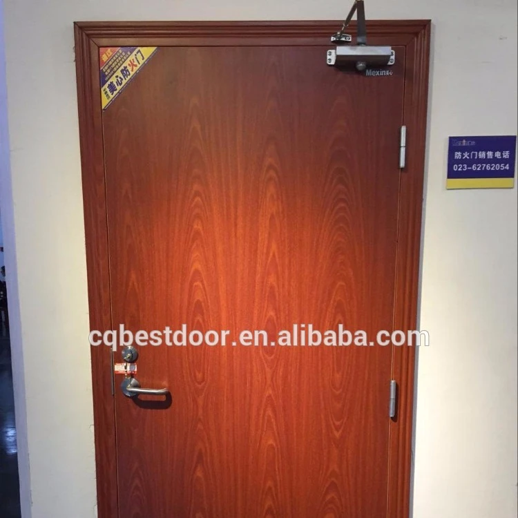 UL standard 60Mins solid wooden fire rated door with painted veneer