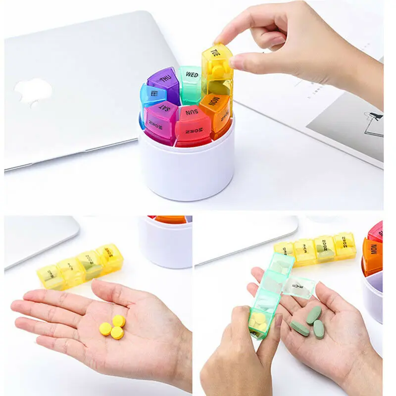 New Portable Plastic Weekly Round Shape 28 Cases Pill Storage Box Medication Dispenser