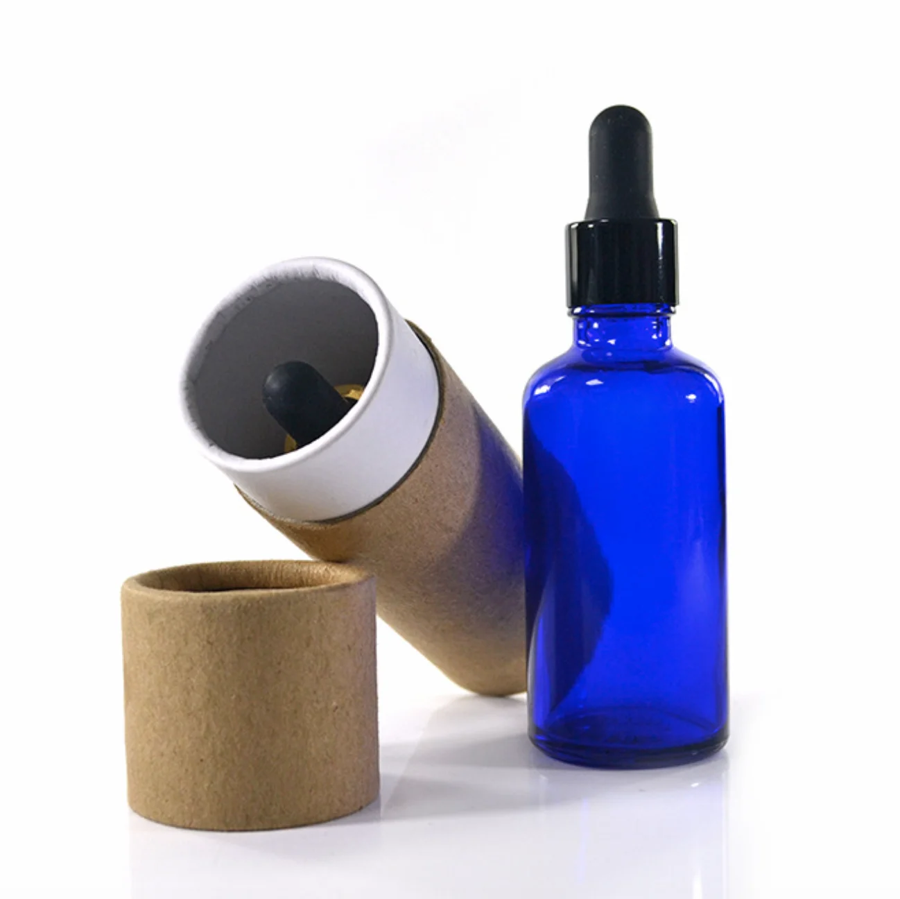 In stock 10ml 30ml 50ml cosmetic packaging recycled kraft cardboard white brown black paper