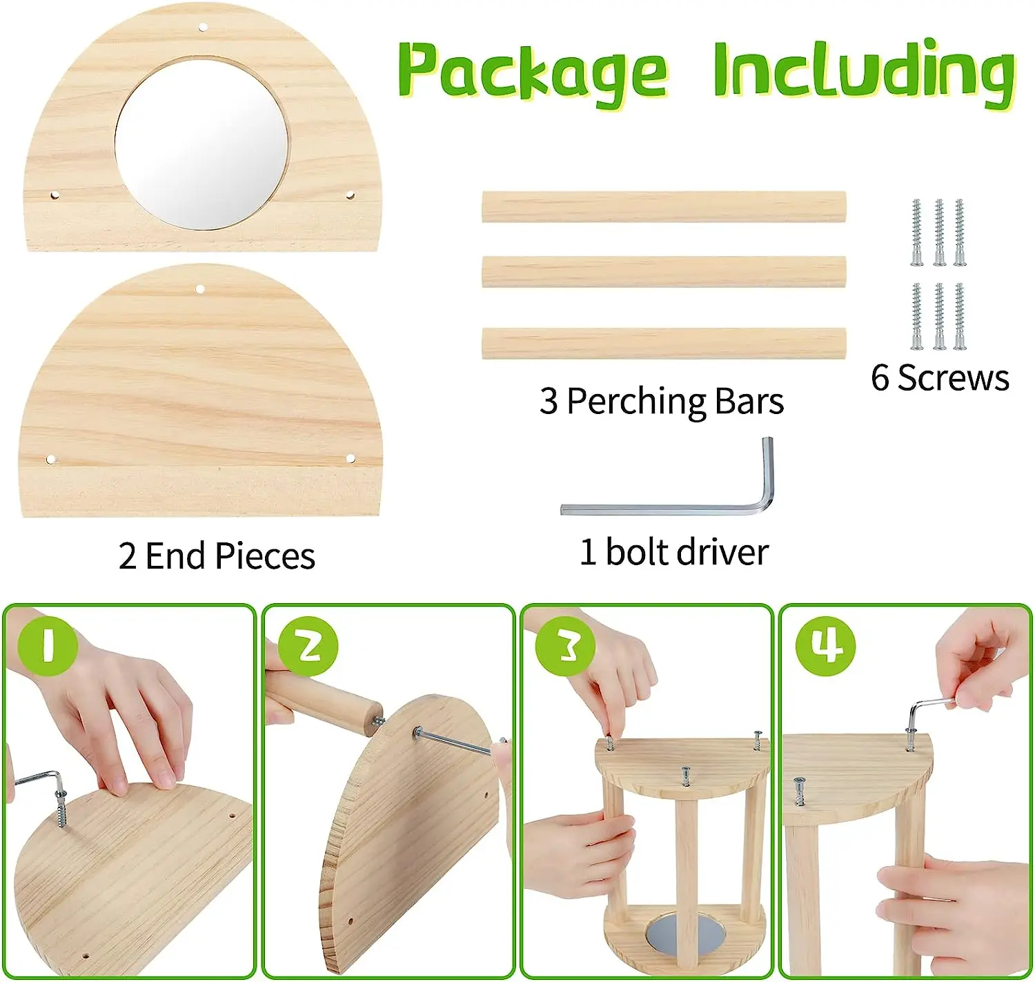 Pine with mirror chicken habitat Chicken jungle gym chicken toys are suitable for parrot, hen training roosting toys