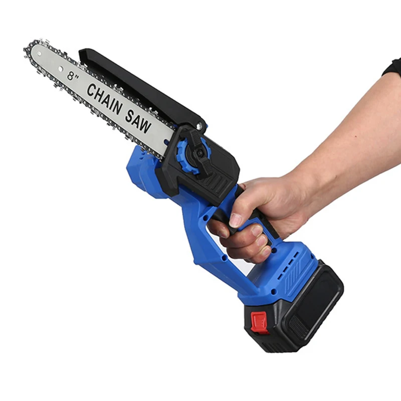 Two Battery Powered Chain Saw 8Inch Cordless Electric Chainsaw Brushless Motor Logging Cutter Pruning Garden Tool