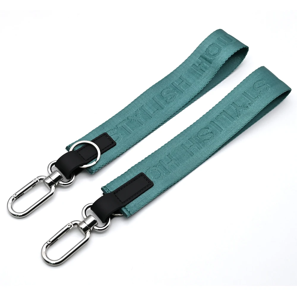 YYX Customized Logo Jacquard Short Key Lanyard Nylon Woven Car Motorcycle Wrist Keychain