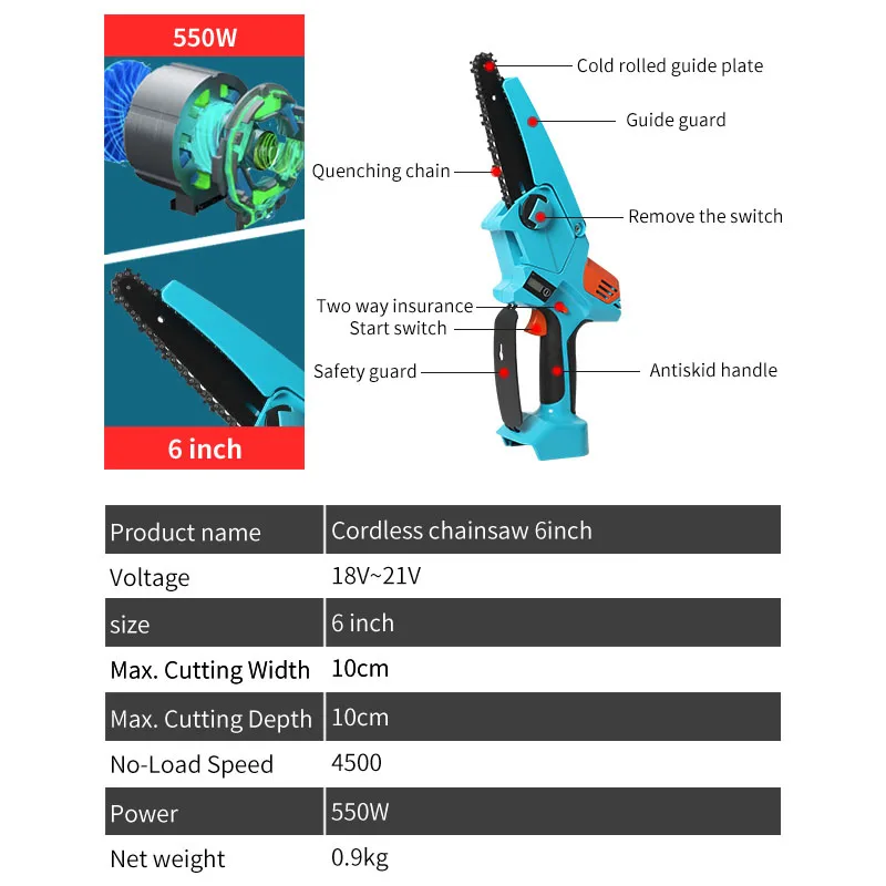 ATO A8342 hotsale power tools dc motor for cordless drill 10.8V 14V 18V GS mini electric cordless chainsaw 6 inch