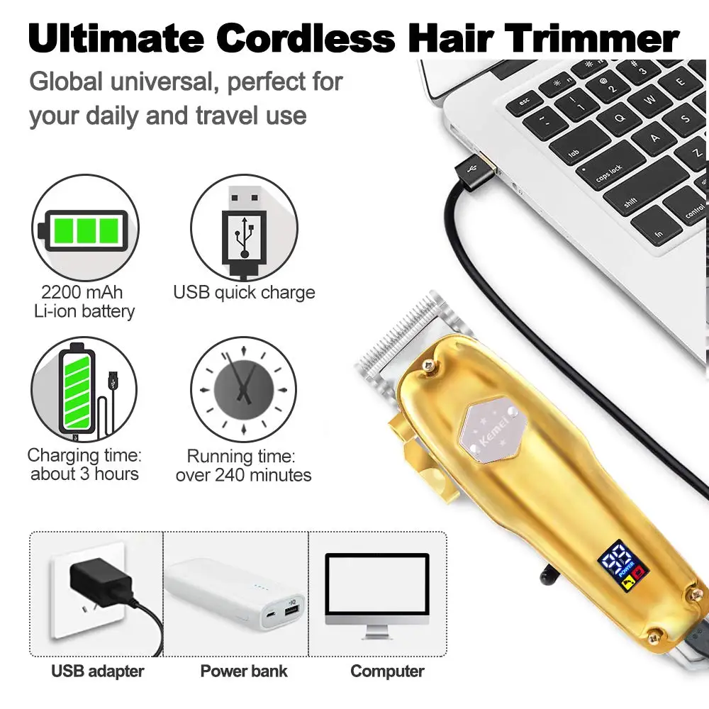 barbershop hair trimmer grooming kit LCD cordless beard professional hair cutting electric usb wahl machine for hair clipper