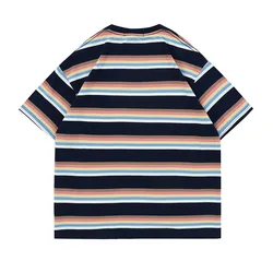 Summer 2022 new striped loose T-shirt round neck pullover casual short sleeve wholesaler