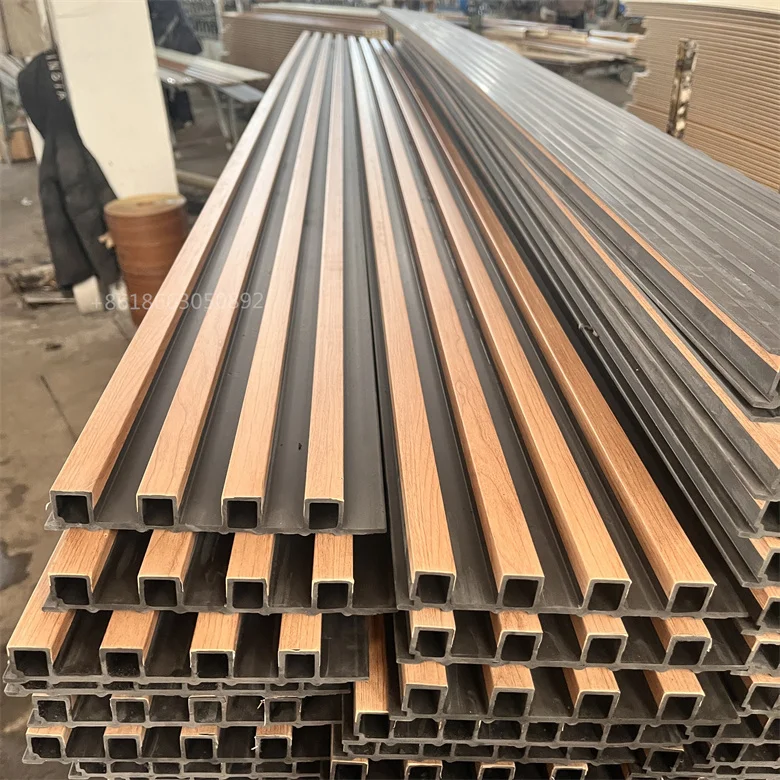 Indoor WPC Slat Partition Wall PVC Panels interior wall WPC Louver great Wall Panels