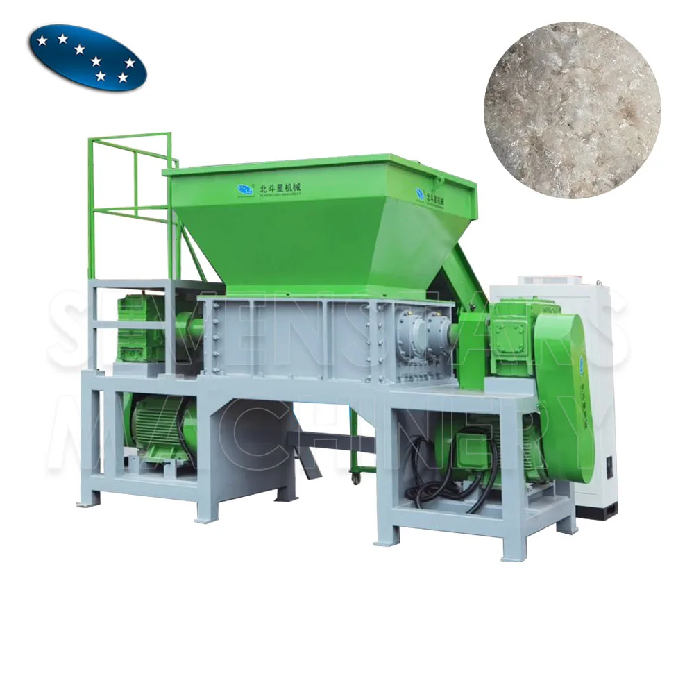 Waste Plastic Film Woven Bag Recycling Twin Roll Rotor Double Single Shaft Shredder Machine