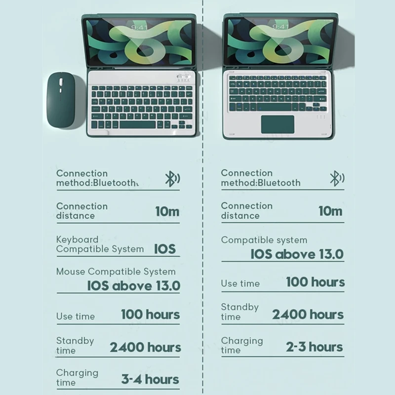 For Ipad blue tooth wireless touchpad keyboard case with mouse combo for laptop