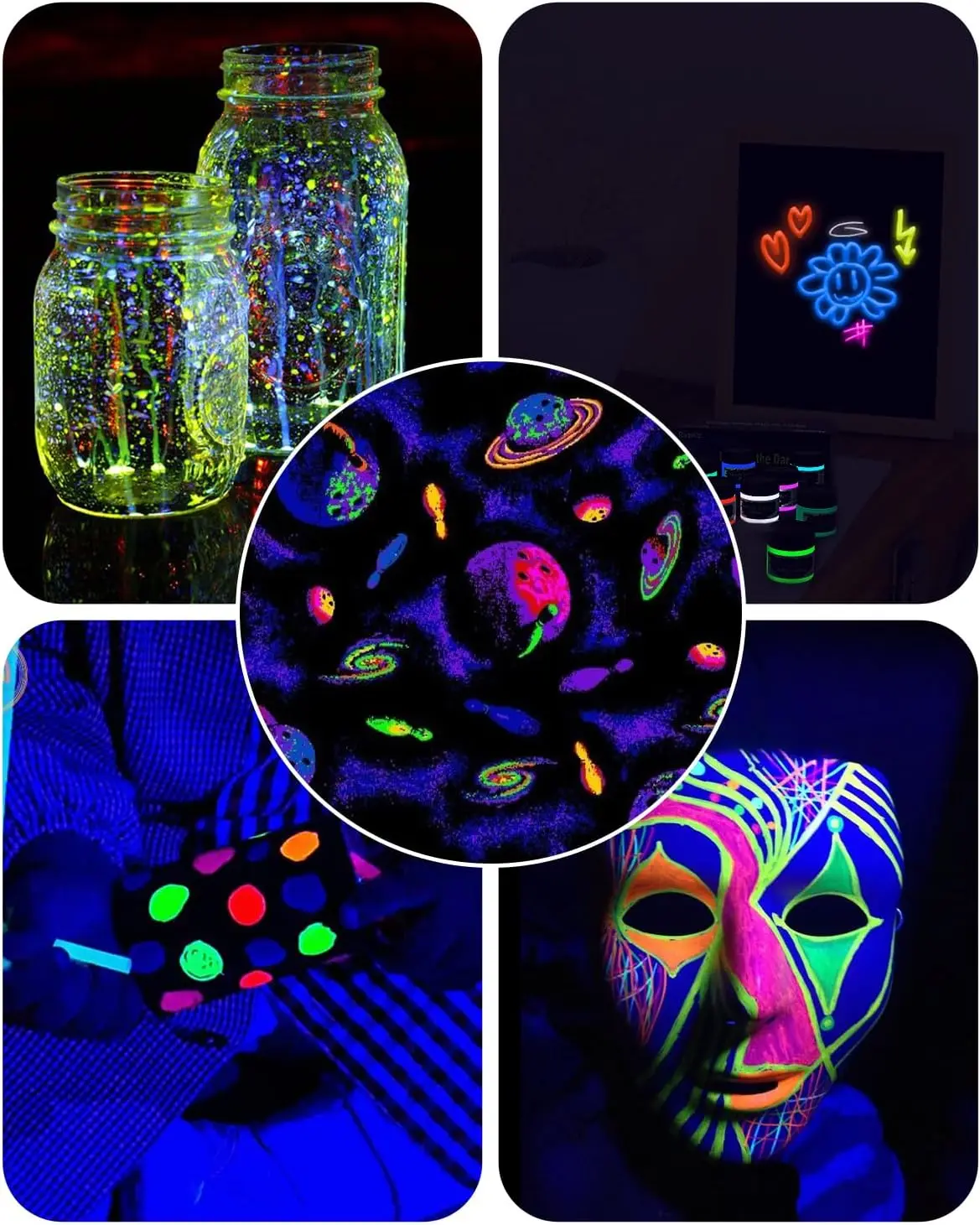 30 ml /1 oz Glow in the Dark Neon Clothes T-Shirt Canvas for Art Supplies DIY Decoration 10 Colors Acrylic Textile Fabric Paints