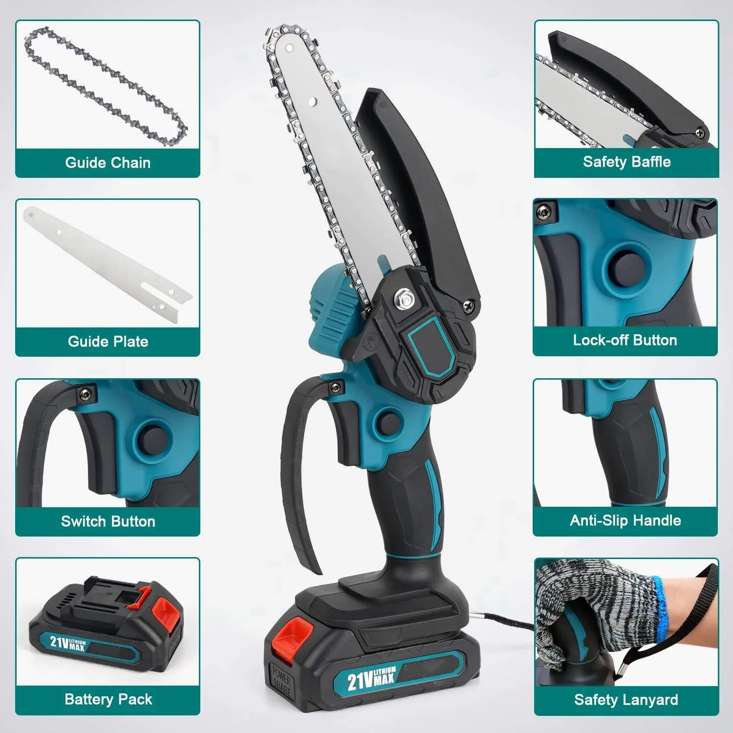 Wholesale Portable Mini 6-Inch Electric Cordless Handheld Lightweight Gardening Tools Tree Trimmer Chainsaw