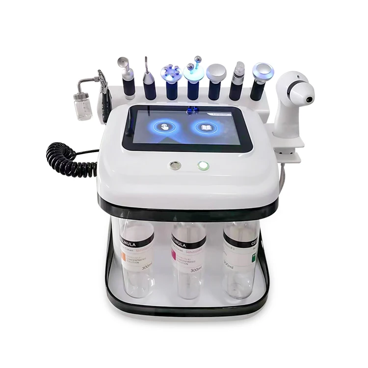10 in 1 Black Pearl Skin Eye Microdermabrasion Oxygen Peeling Machine Aqua Peeling Skin Rejuvenation Oxygenated Facial Care