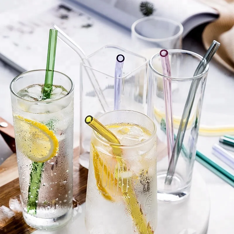 Распродажа разноцветные боросиликатные соломинки многоразовая стеклянная Солома для питья готовая к отправке в наличии