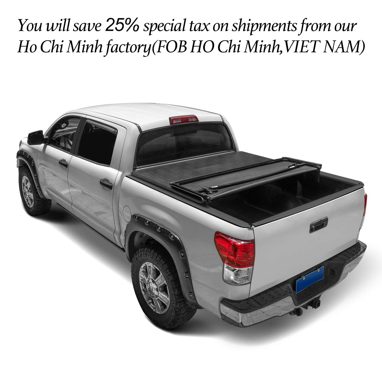 Waterproof Soft Vinyl Tri-fold Folding Truck Bed Tonneau Cover For Pick Up Covers Toyota  Dodge Ford F150 5.5 5.8 6.6 8'