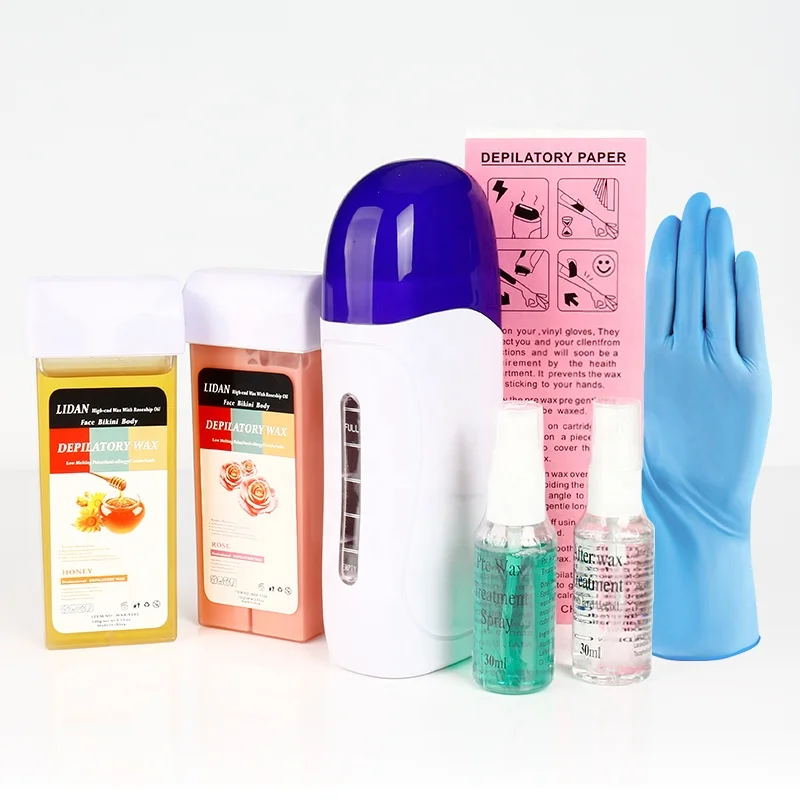 7pcs/set 1pc Double Seat Wax Machine +2pc Wax Block+20sheets Hair Removal Paper+30ml*2 Treatment Oil+1Pair Gloves