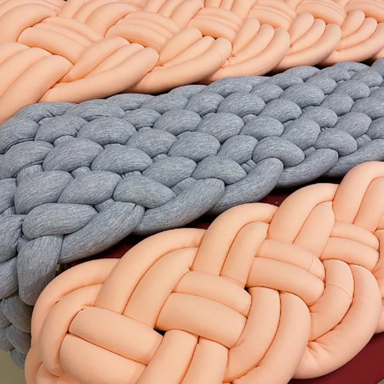 F-5672 fashion chunky knot bed runner handmade custom king bed scarf knitted soft big throw blankets wholesale