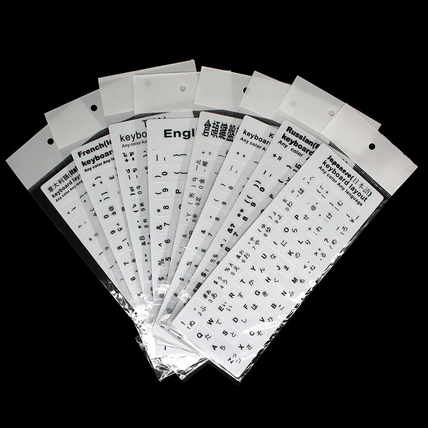 Пользовательские многоязычные наклейки на клавиатуру для настольного ноутбука, японские, корейские, русские, немецкие, французские, арабские наклейки для клавиатур