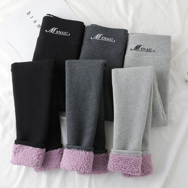 Christmas gift Winter Cashmere Fleece Warm Women Tights Pants Fashion Vertical Stripes High Waist Fuzzy Warm Women Leggings