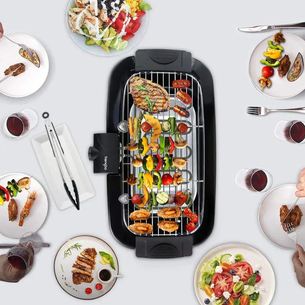 
plancha rectangle smokeless big power thermometer Fast heating Barbecue raclette grill machine 