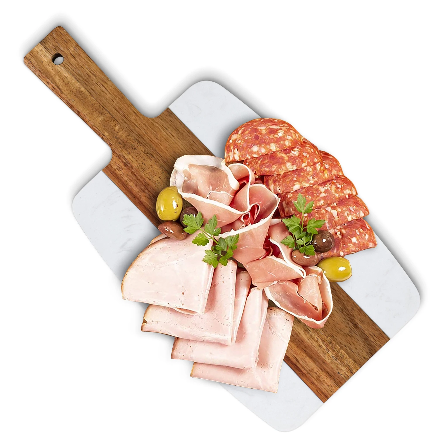 GL Large Size Marble Acacia Wood Cutting Board Double-sided Cheese Serving Board With Hanging Hole