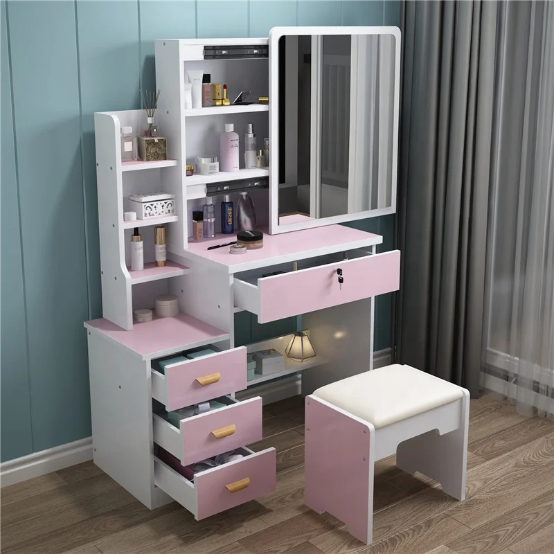 2021 luxury Mirrored Dressing Table Set bedroom dresser and drawer