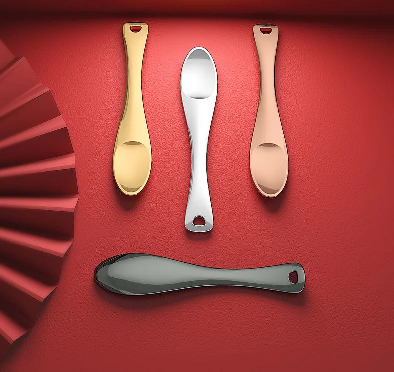 Latest and Hot selling Reusable Skin Care Tool Facial Scoop Mini Metal Cosmetic Spatula