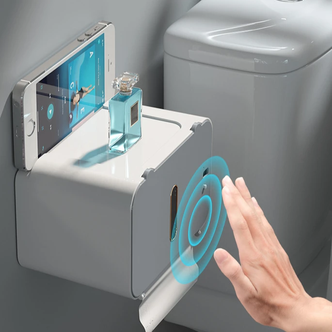 Toilet toilet tissue box induction automatic paper output non perforated waterproof wall mounted paper extraction roll paper box