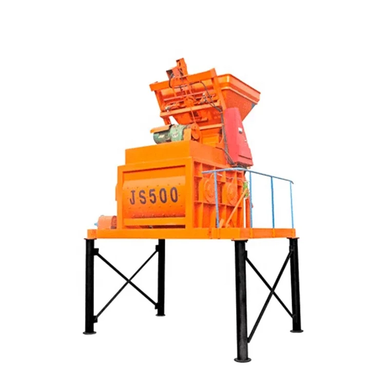 Customized Js500 concrete mix machine with lifting ladder JS500 automatic cement concrete mixer with weighing scale and hopper