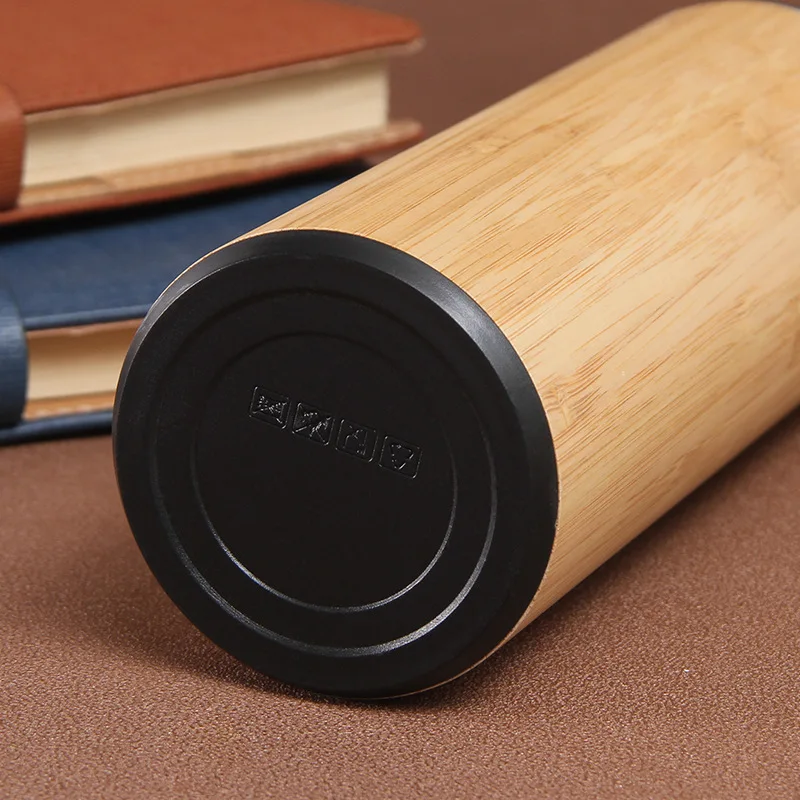 Bamboo Stainless Steel Bottle Austin 304 With Lid Double Wall Insulated Thermos Logo Customization Water Bottle