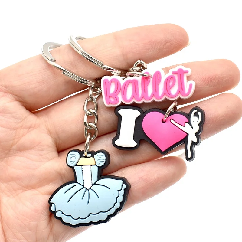 Custom Key chain Ballet Zinc Alloy Soft Enamel Logo Metal Dance Girls Keychain Multi-Shaped Metal Keychains for girl