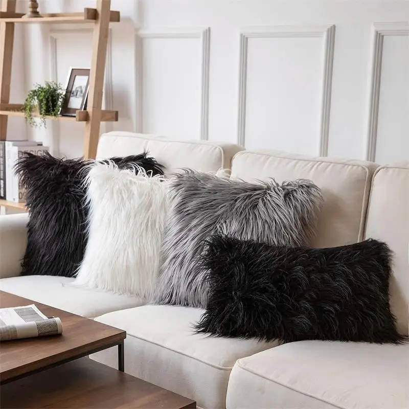 fashion faux fur pillowcase cushion cover for sofa car decorate