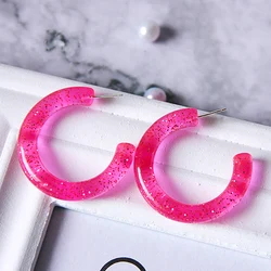 V&R Fashion jewelry 925 Sterling silver post earring transparent pink green neon yellow Acrylic hoop earrings