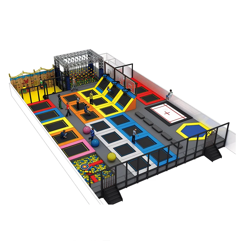 Custom Amusement Park Bungee Jumping Large Rectangle Indoor Playground Trampoline For Children Kids