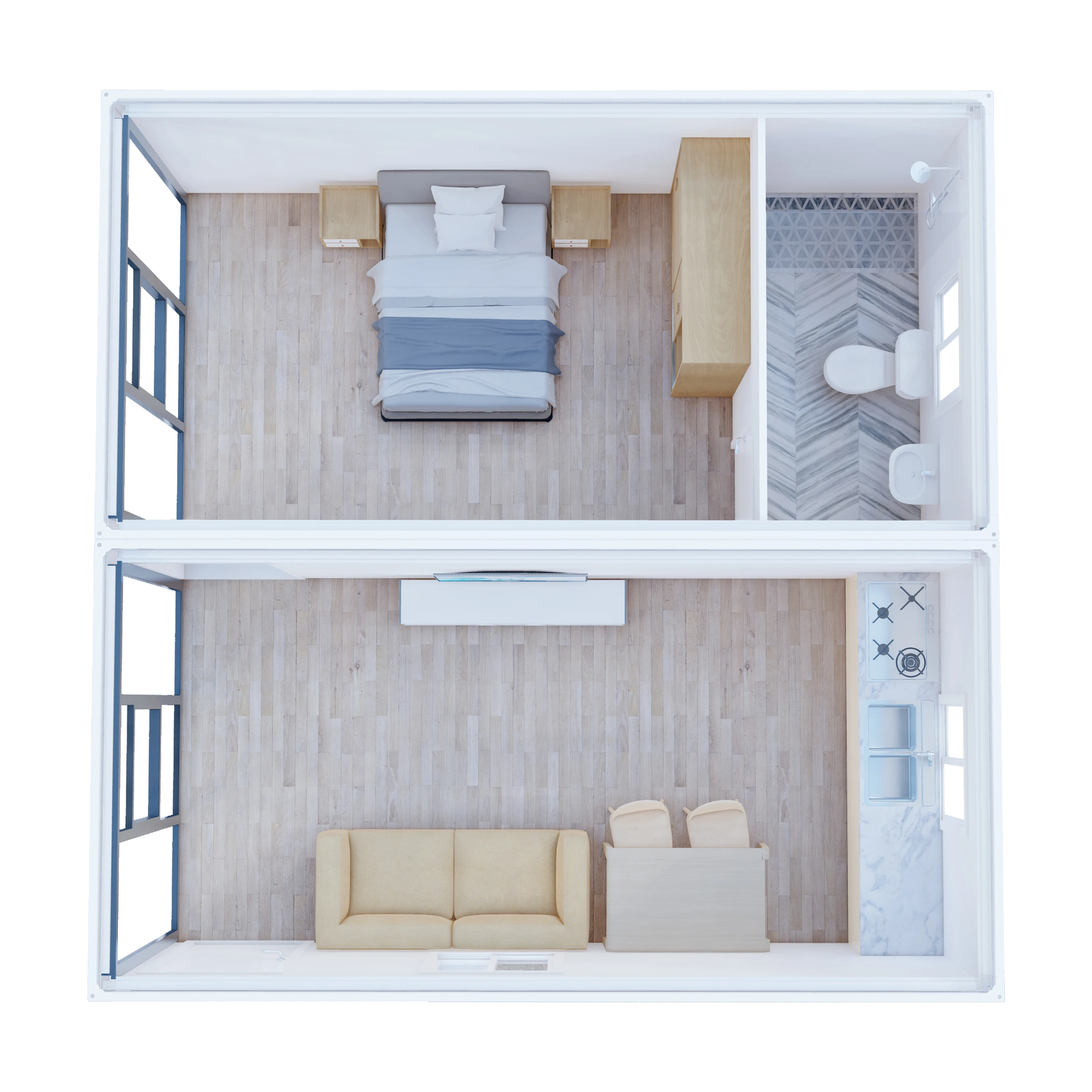 High Quality 20/40ft 2/3 bedroom Prefab Modular Container House With Spiral Stair For Outdoor