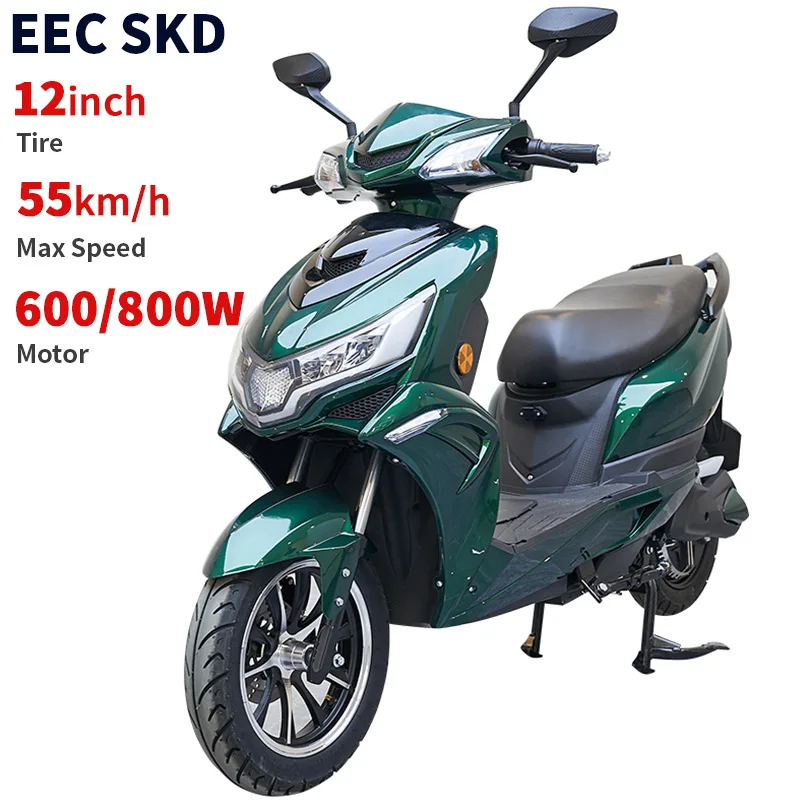 Wholesale 12 inch electric motorcycle 600/800W 45-55km/h speed electric moped scooter adult motorcycle with eec